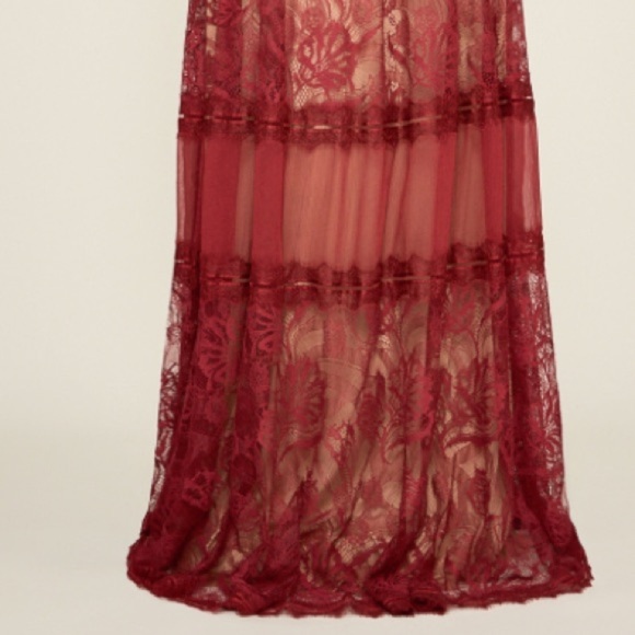 Tadashi Shoji Camilla Lace Maxi Gown Dress 20Q Rosewood Nude Plus Formal Holiday - Picture 9 of 16